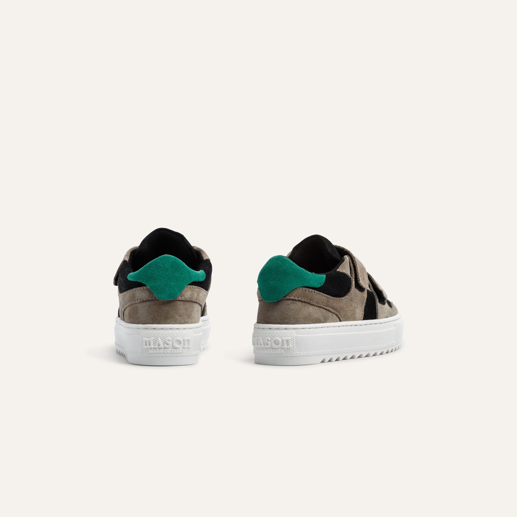 Kids Bari Velcro Black Taupe Green - Mason Garments