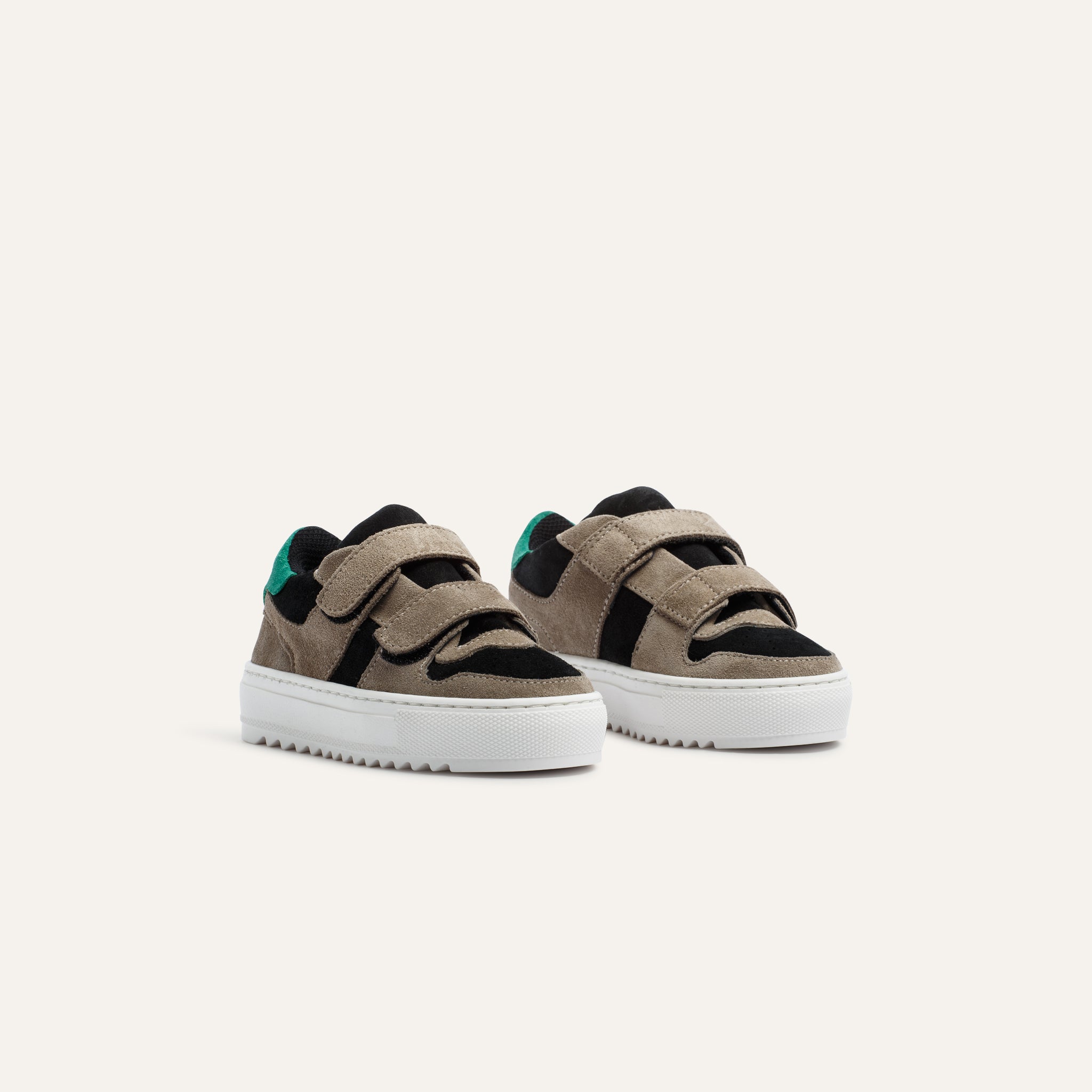 Kids Bari Velcro Black Taupe Green - Mason Garments