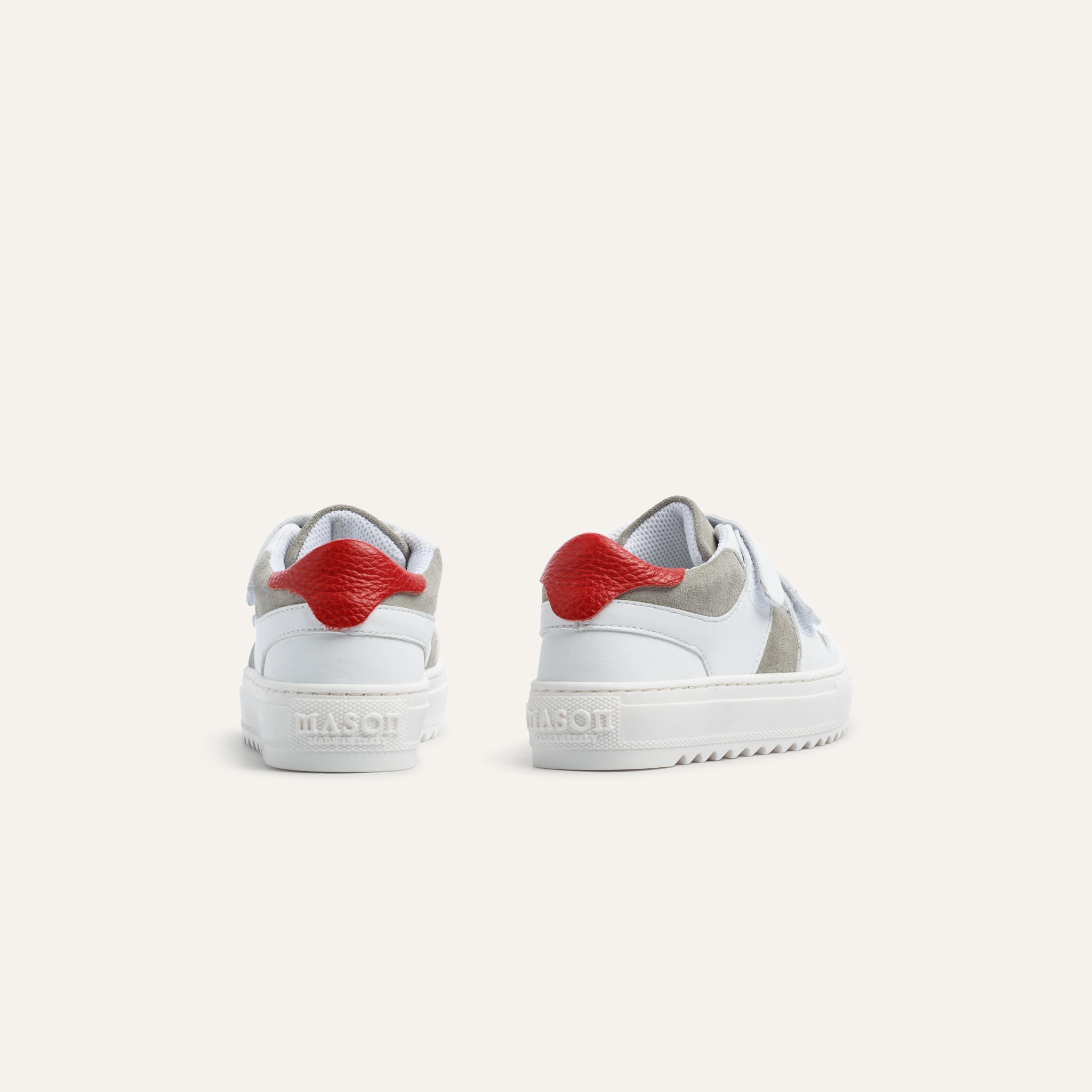 Kids Bari Velcro White Red - Mason Garments