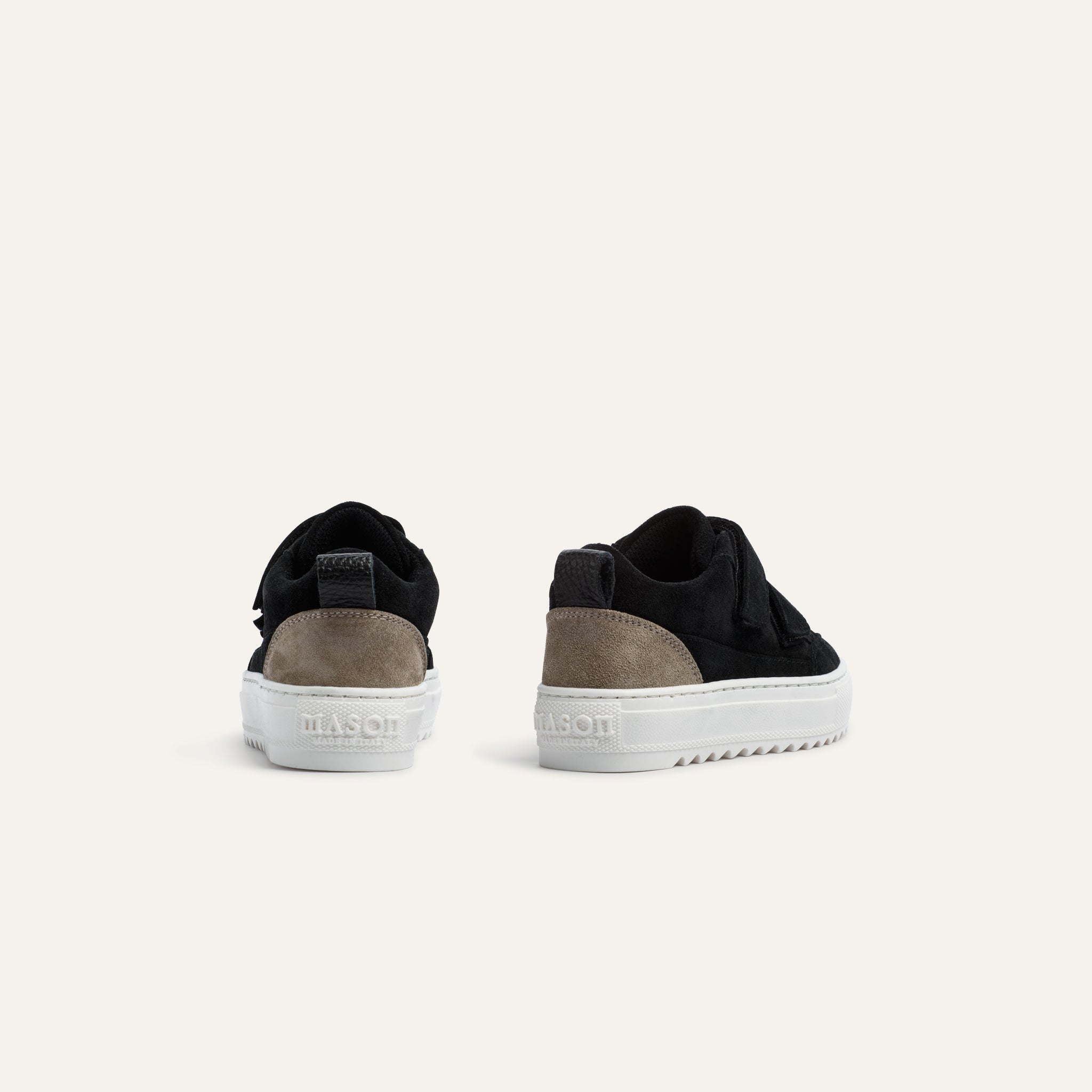 Kids Tia Velcro Black Taupe - Mason Garments